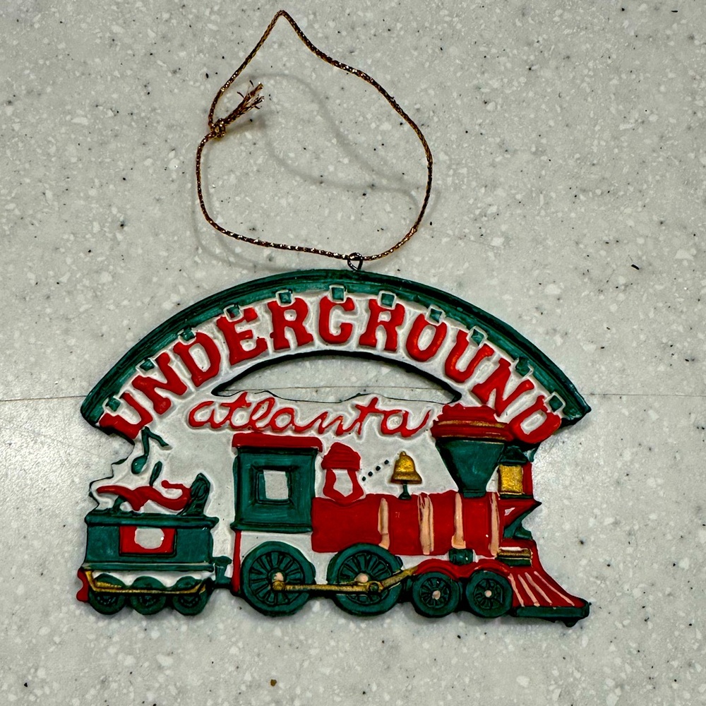 Vintage Christmas Ornament Atlanta Underground Souvenir Train Made in Taiwan